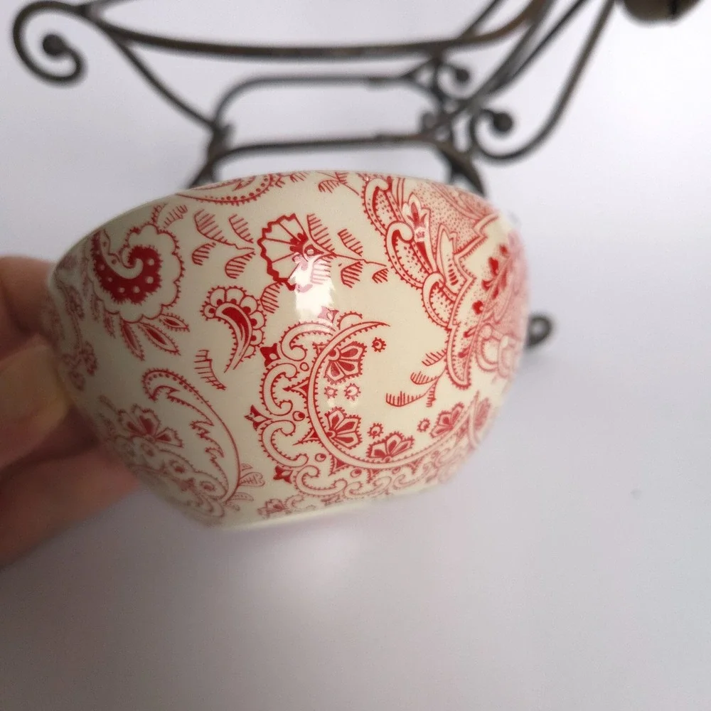 Silvestri Metal Reindeer Ceramic Paisley Serving Dip Bowl Christmas Holiday - Picture 10 of 15